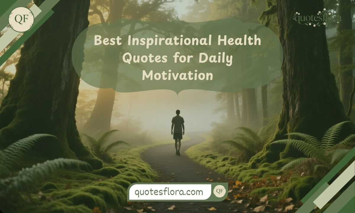 A misty forest trail with a person jogging, reflecting the spirit of inspirational health quotes for daily motivation.