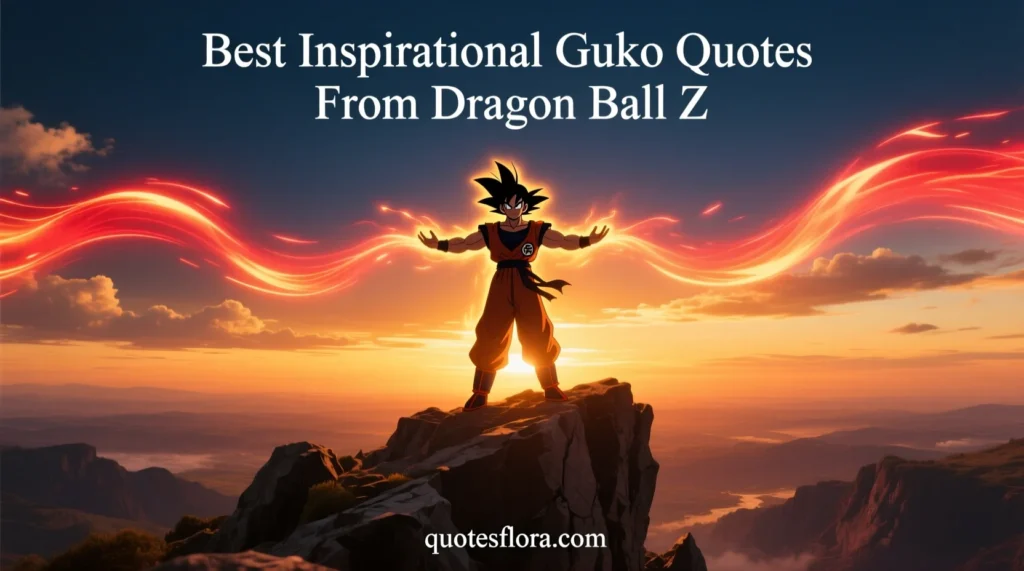 Inspirational Dragon Ball Z artwork featuring Goku in a powerful sunrise scene naturally representing best inspirational goku quotes.