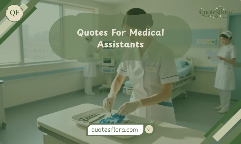 Medical assistant organizing tools in a clinic, representing dedication and supportive healthcare quotes for medical assistants.