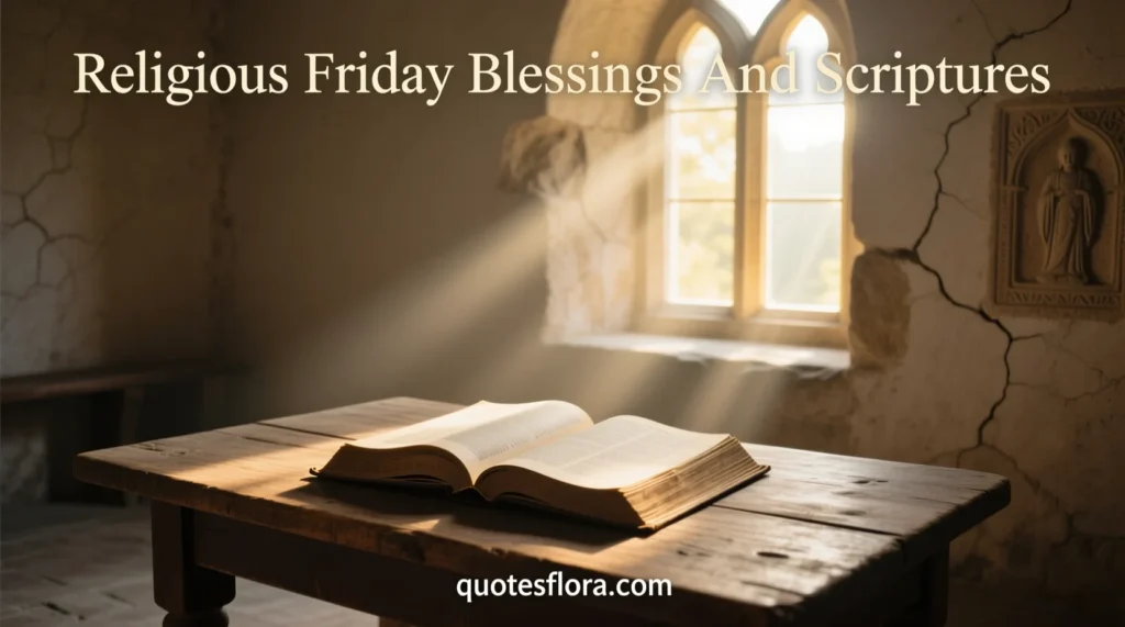 Sacred religious scene representing friday blessings quotes with scriptures, faith, and divine inspiration.