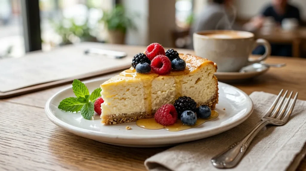 The Ultimate High-Protein Cottage Cheese cake 3 baked-cottage-cheese-egg-souffle-cheesecake-slice