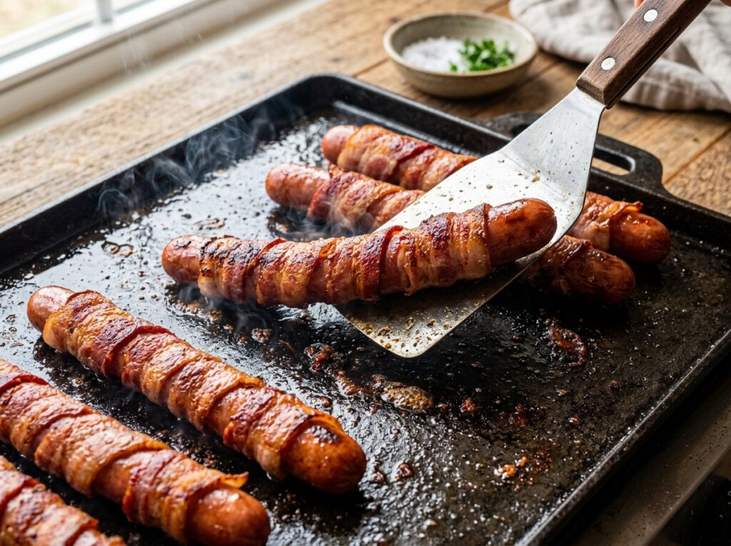 Bacon Wrapped Footlongs 3 Bacon wrapped footlongs cooking … 202607291710
