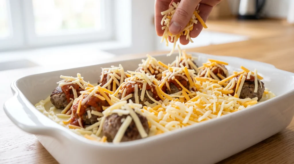 Cheesy Meatball and Mashed Potato Casserole 2 how-to-make-cheesy-meatball-and-mashed-potato-casserole