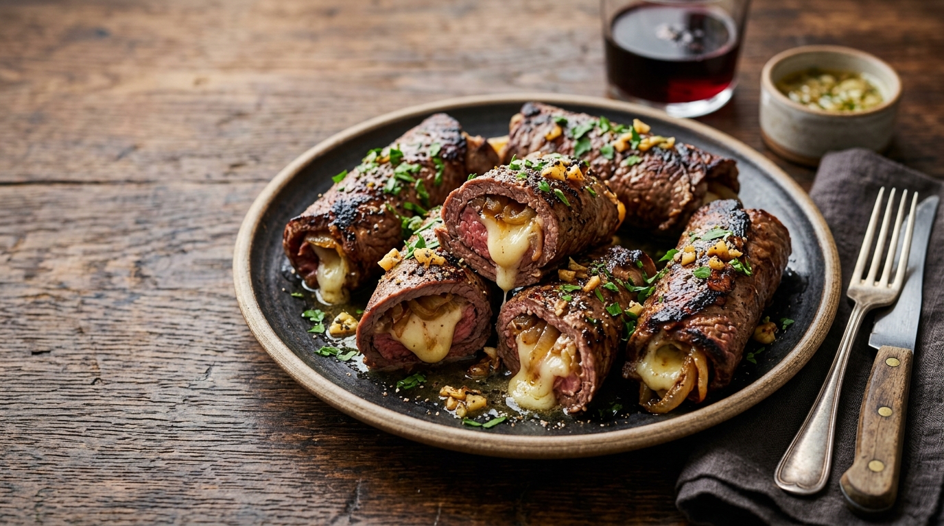 Cheesy steak roll ups with onions 202607291701