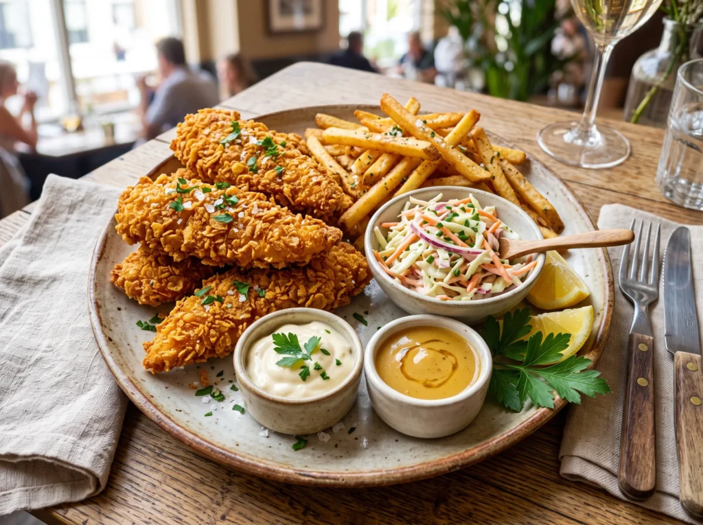 crispy-cornflake-chicken-tenders-with-dipping-sauces