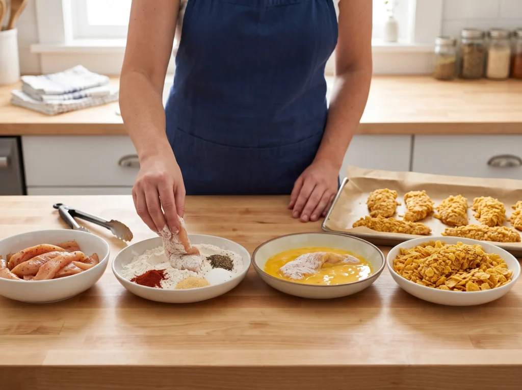 how-to-coat-cornflake-chicken-tenders