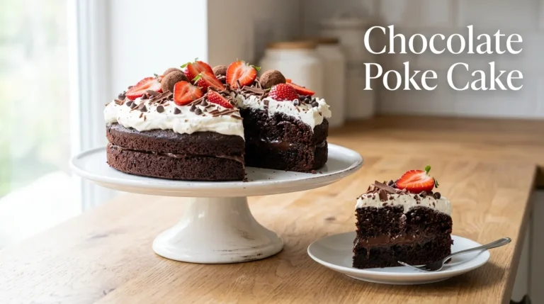 chocolate-poke-cake-with-strawberries-and-truffles