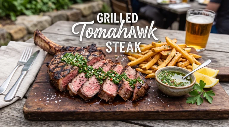 grilled-tomahawk-steak-with-chimichurri-and-fries