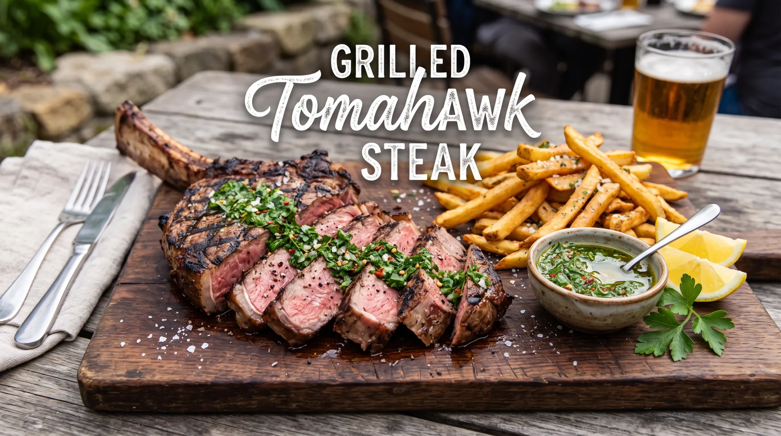 grilled-tomahawk-steak-with-chimichurri-and-fries