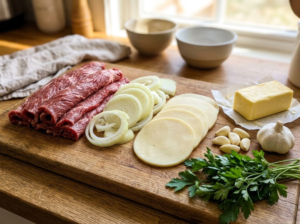 Cheesy Steak Roll-Ups with Caramelized Onions & Garlic Butter 2 Ingredients for steak roll ups 202607291701