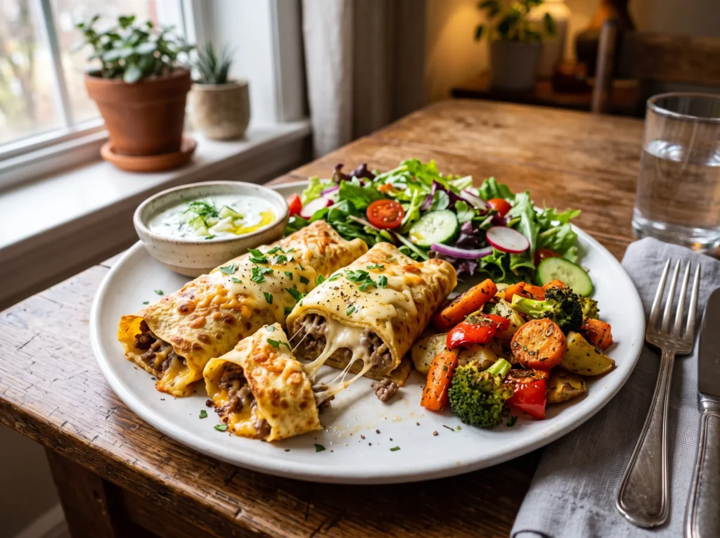 savory-baked-meat-cheese-crepe-rolls-served-with-salad