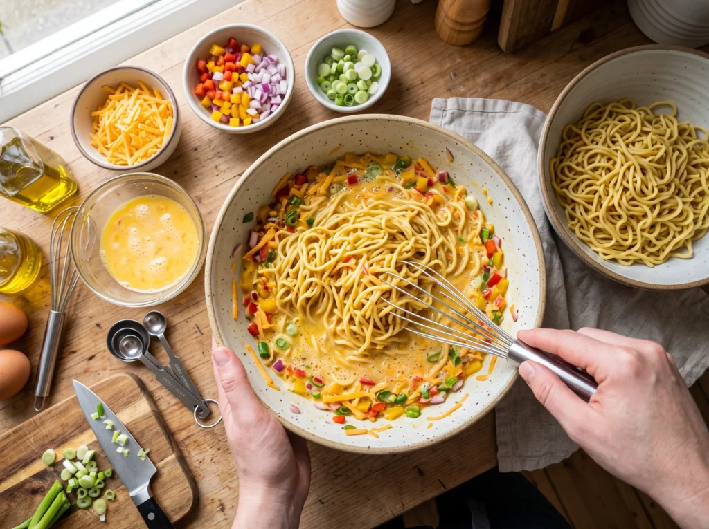 how-to-make-cheesy-noodle-omelet