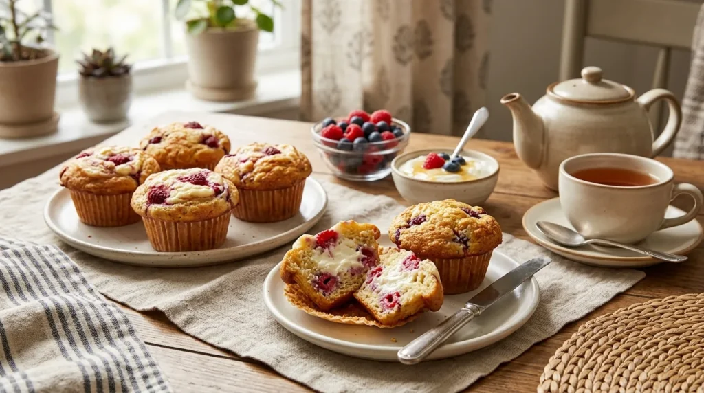 Decadent Raspberry Cream Cheese Muffins 3 cottage-cheese-raspberry-cream-cheese-swirl-muffins