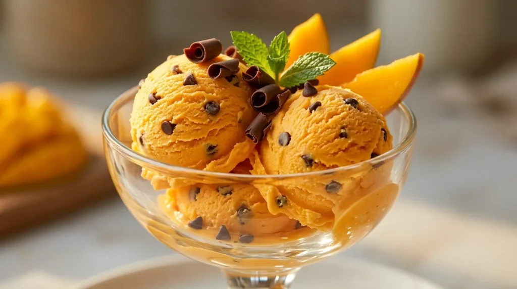 Mango Choco Chip Ice Cream 3 mango-choco-chip-ice-cream-with-fresh-mango