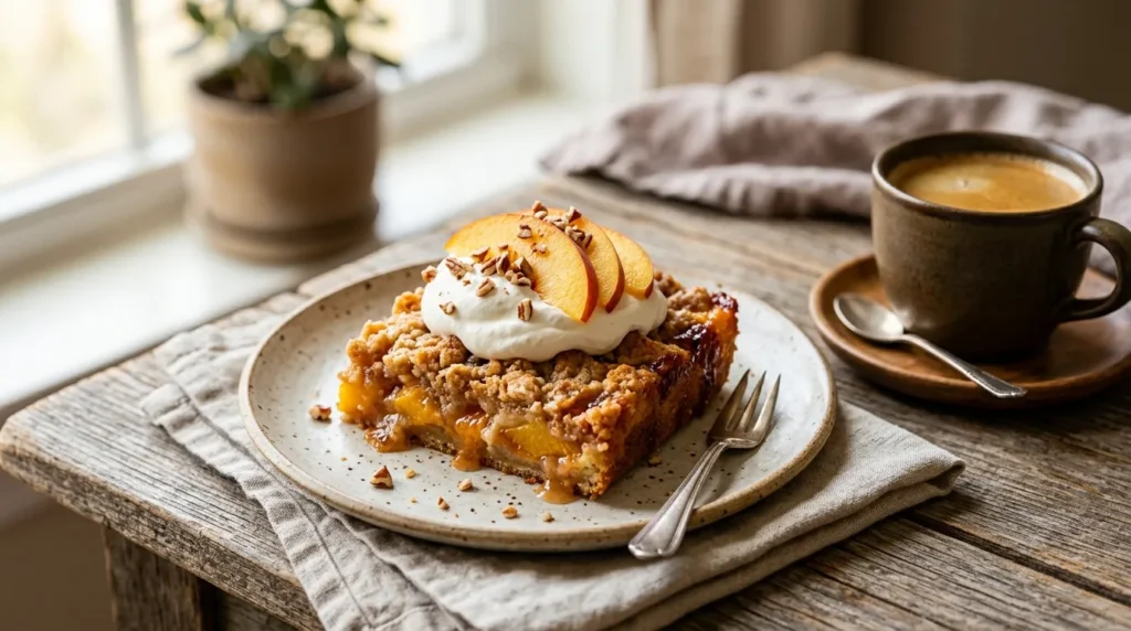 Peach Dump Cake 3 peach-dump-cake-with-vanilla-ice-cream