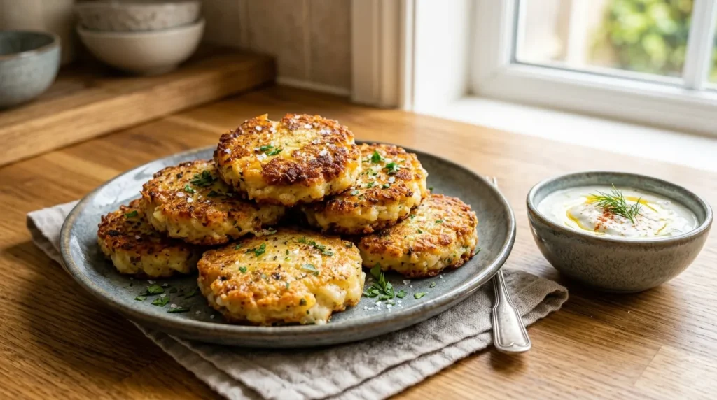 Cheesy Potato Patties 3 cheesy-potato-patties-with-garlic-yogurt-sauce