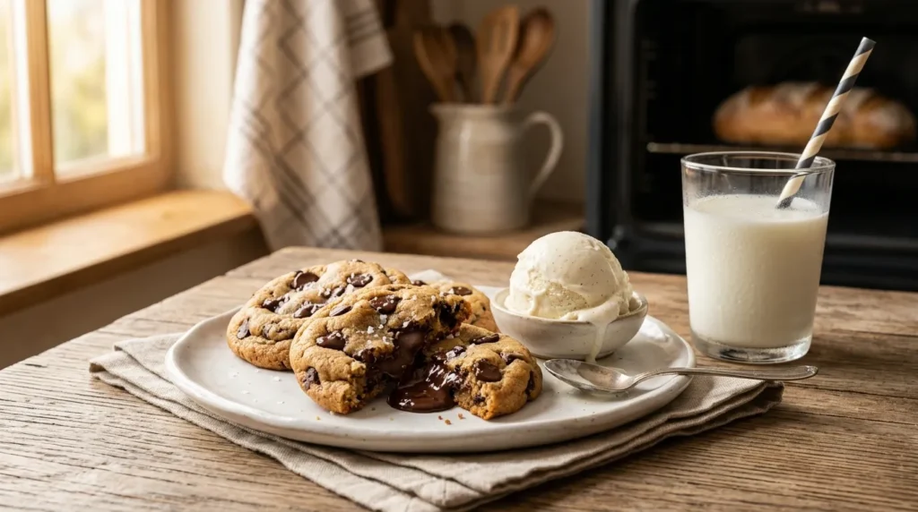 The Ultimate Gooey Stuffed Chocolate Chip Cookies 3 gooey-stuffed-chocolate-chip-cookies-served-warm