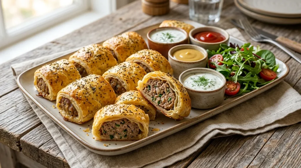Homemade Sausage Rolls 3 homemade-sausage-rolls-with-garlic-yogurt-sauce