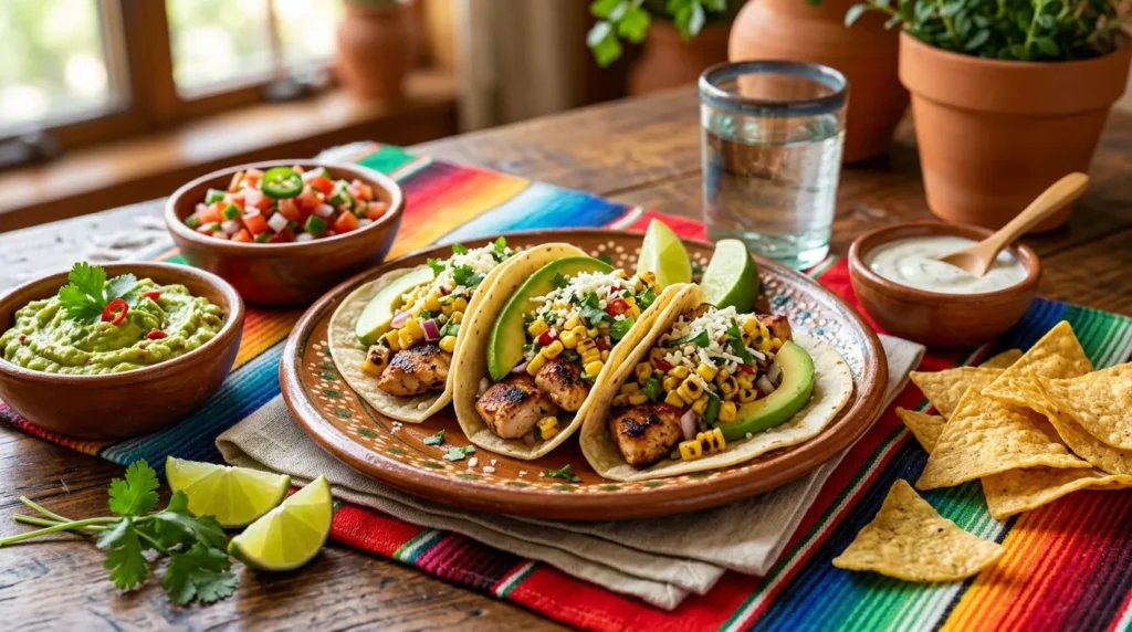 Grilled Chicken Tacos with Charred Corn Salsa 3 grilled-chicken-tacos-with-charred-corn-salsa-serving