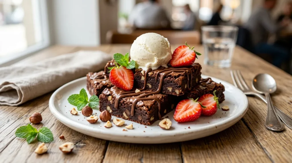 3-ingredient-nutella-brownies-with-vanilla-ice-cream