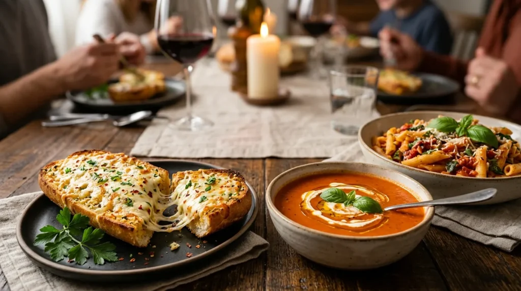 Cheesy Garlic Bread 3 cheesy-garlic-herb-bread-served-with-pasta