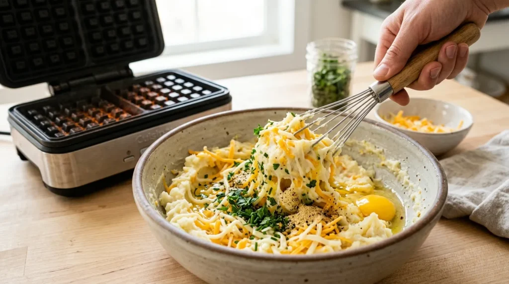 how-to-make-cheesy-potato-waffles