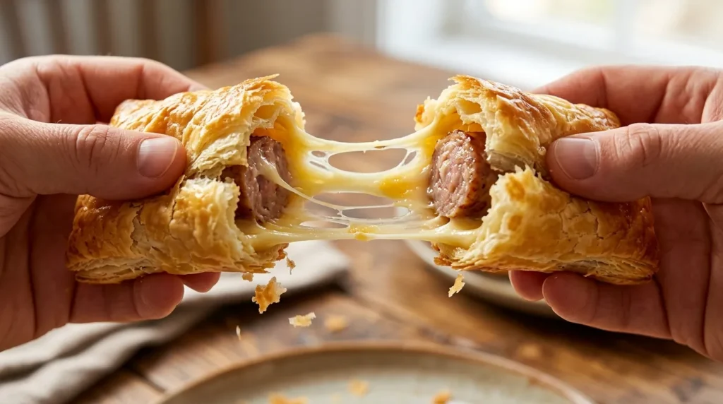Golden Cheesy Sausage Pastry Rolls 2 how-to-make-golden-cheesy-sausage-pastry-rolls