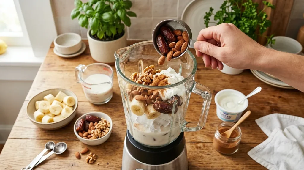 how-to-make-creamy-banana-nut-date-smoothie