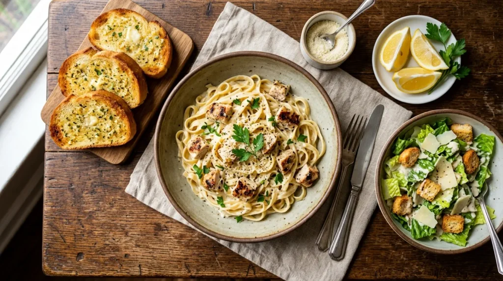 Creamy One-Pan Lemon Garlic Chicken Alfredo Recipe 3 creamy-lemon-garlic-chicken-alfredo-with-garlic-bread