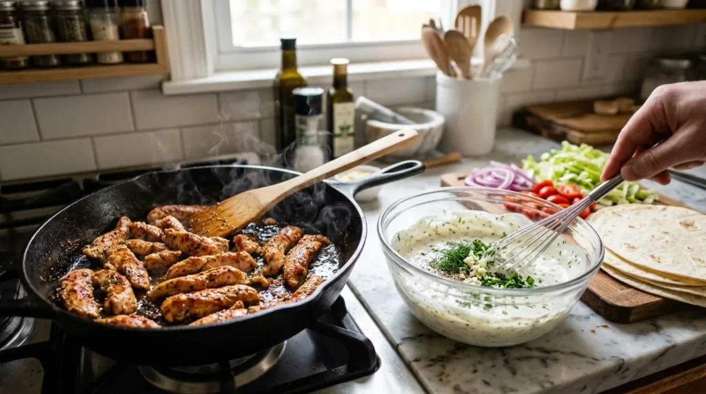 how-to-make-creamy-chicken-wrap-with-herb-mayo
