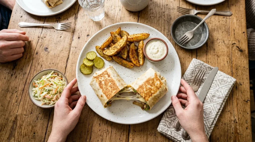 Chicken Philly Cheesesteak Wrap 3 chicken-philly-cheesesteak-wrap-with-potato-wedges