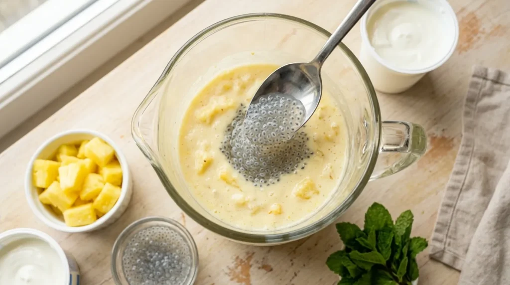 Refreshing Pineapple Basil Seed Smoothie 2 how-to-make-pineapple-basil-seed-smoothie