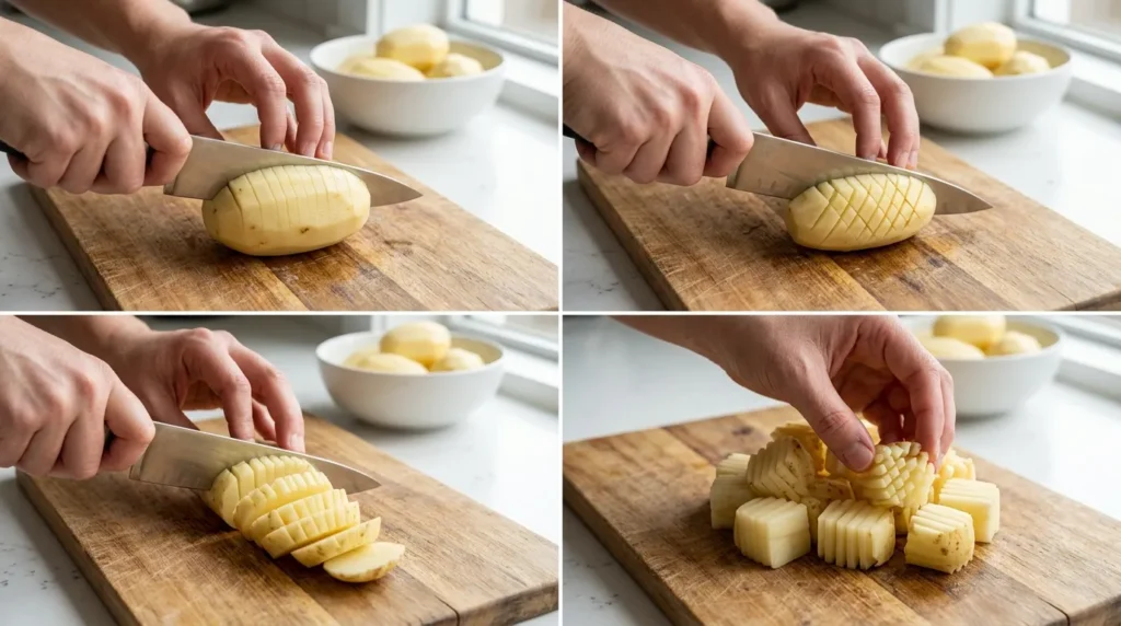 Deep-Fried Crispy Accordion Potato Cube 2 how-to-cut-accordion-potato-cube.