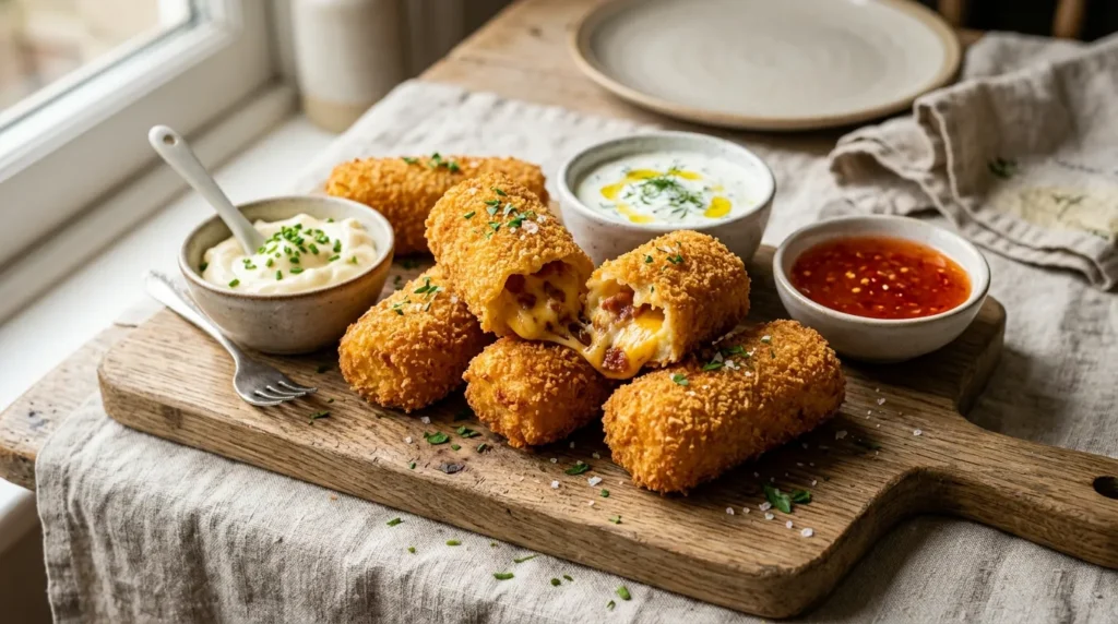 Cheesy Bacon Stuffed Potato Rolls 3 cheesy-bacon-stuffed-potato-rolls-with-garlic-dip