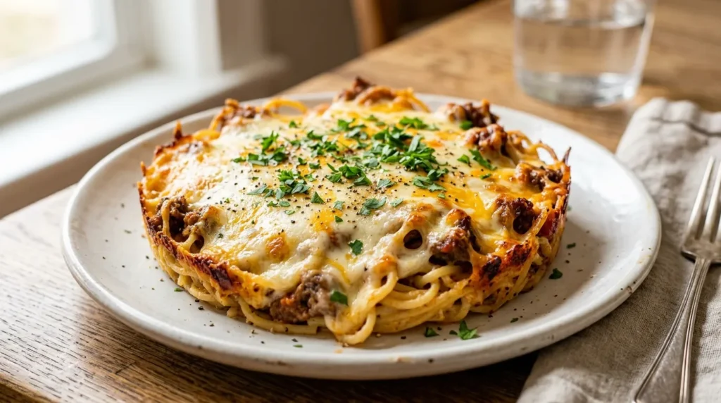 creamy-spaghetti-bake-served-on-plate