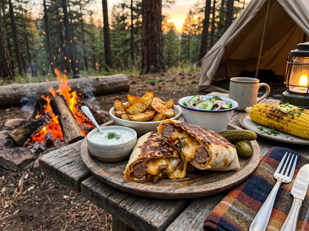 Campfire Stone-Seared Sausage & Cheese Wrap 3 campfire-stone-seared-sausage-cheese-wrap-serving