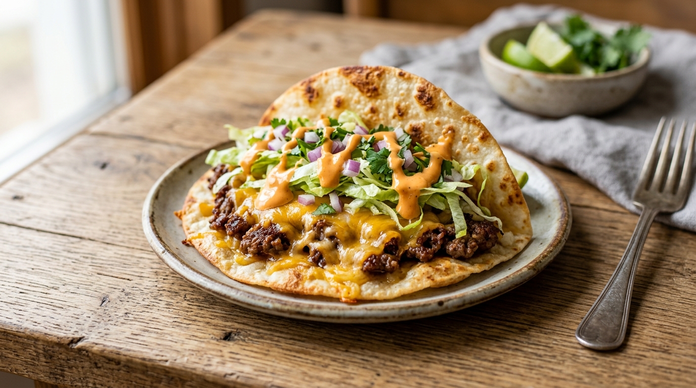 Smash taco with melted cheese 202607291651