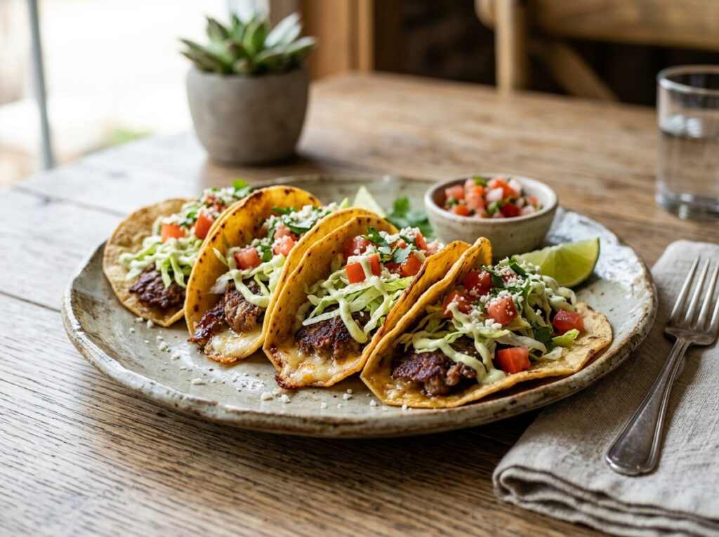 Smash Tacos with Melted Cheese, Pico & Lime Crema 4 Smash tacos with melted cheese 202607291652