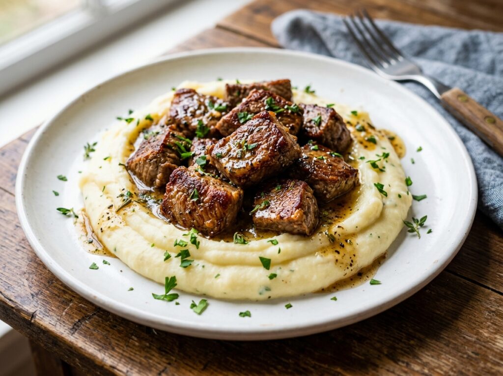 Steak bites with mashed potatoes 202607311926