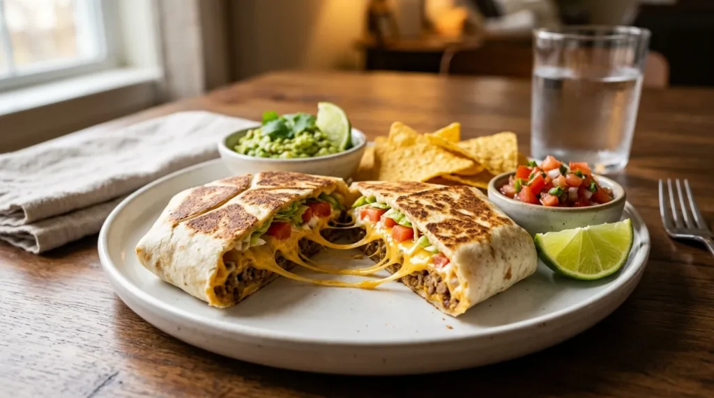 Ultimate Beef Crunchwrap 3 crispy-beef-crunchwrap-served-with-salsa-and-guacamole
