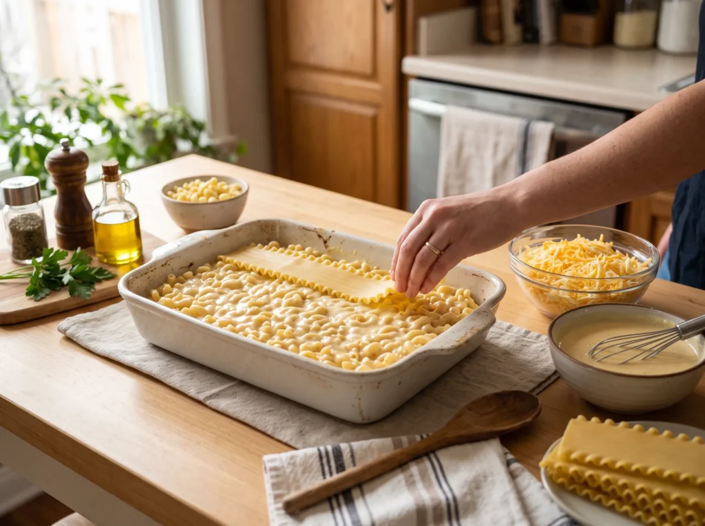 Mac n Cheese Lasagna 2 how-to-make-mac-n-cheese-lasagna