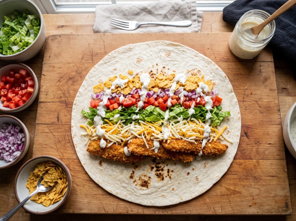 Ultimate Crispy Chicken & Cheese Wrap 3 golden-crispy-chicken-cheese-wrap-serving