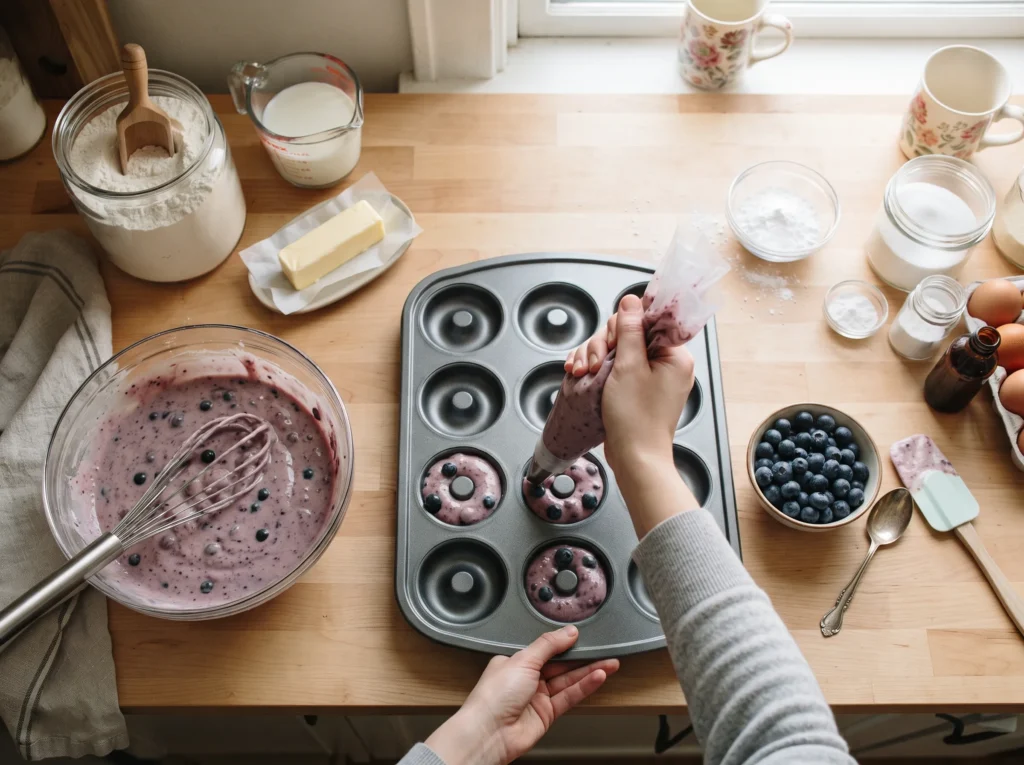 how-to-make-baked-glazed-blueberry-donuts