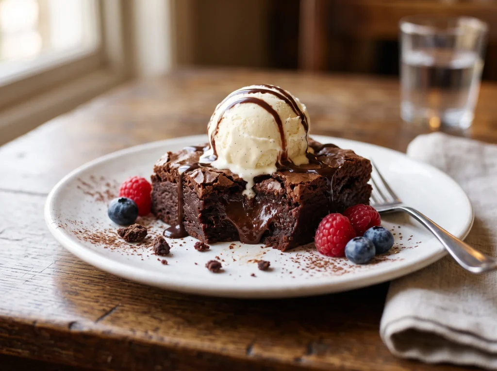 Fudgy Chocolate Brownies 3 fudgy-chocolate-brownies-with-ice-cream