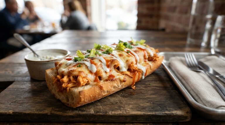 Cheesy Buffalo Chicken Garlic Bread Recipe