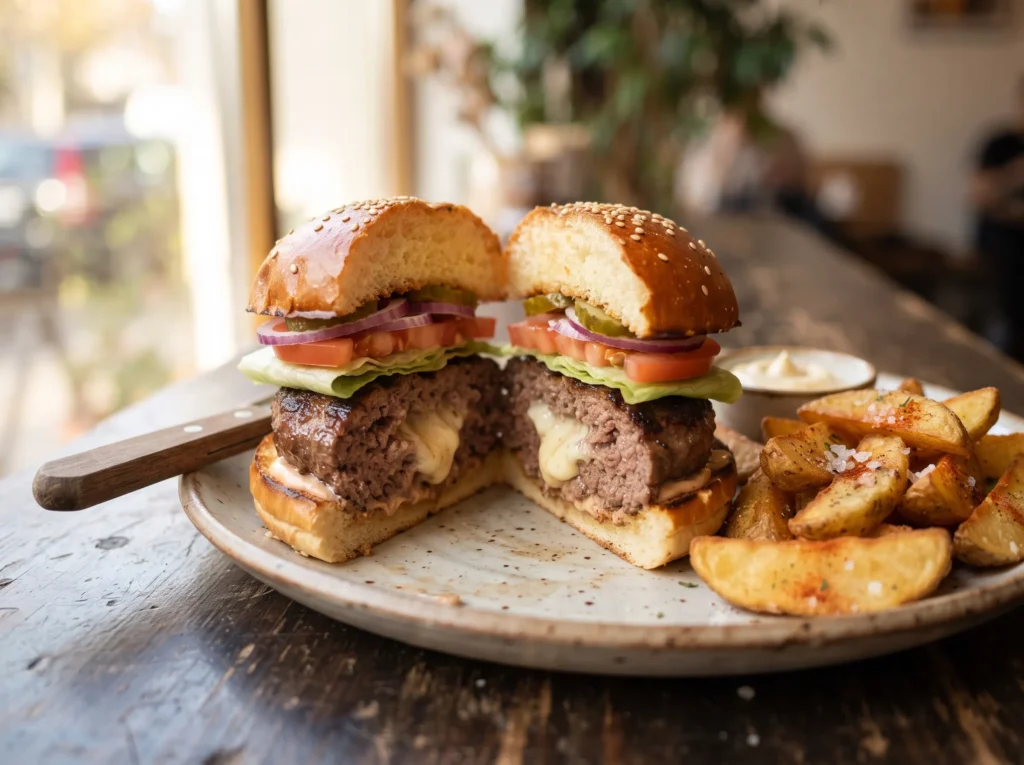 cream-cheese-stuffed-burger-serving