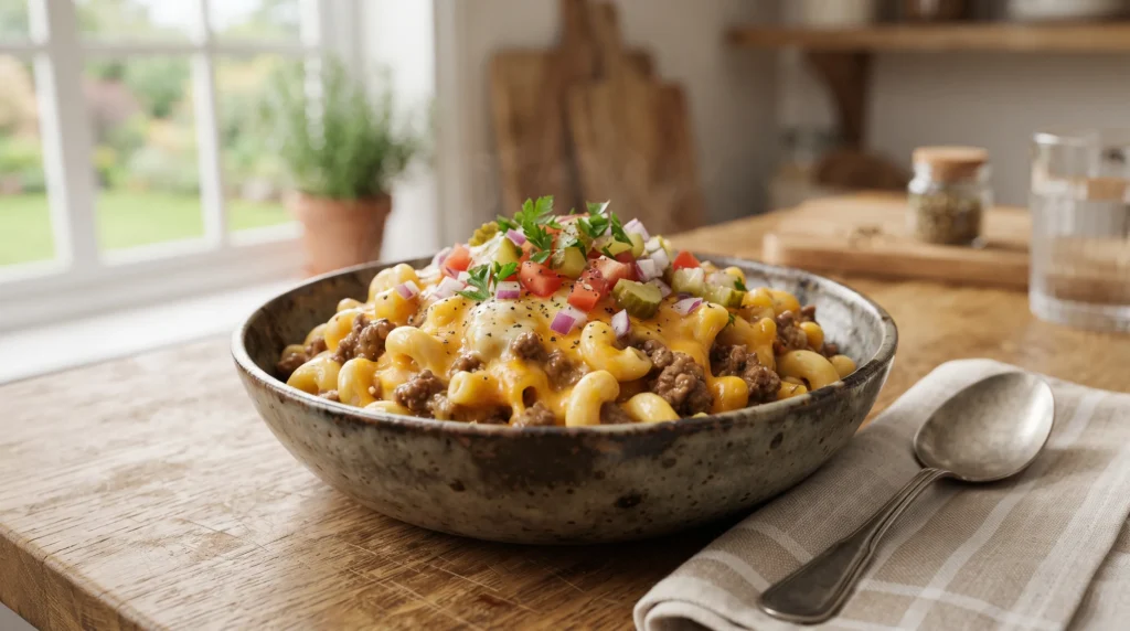 Cheeseburger Macaroni 3 cheeseburger-macaroni-serving