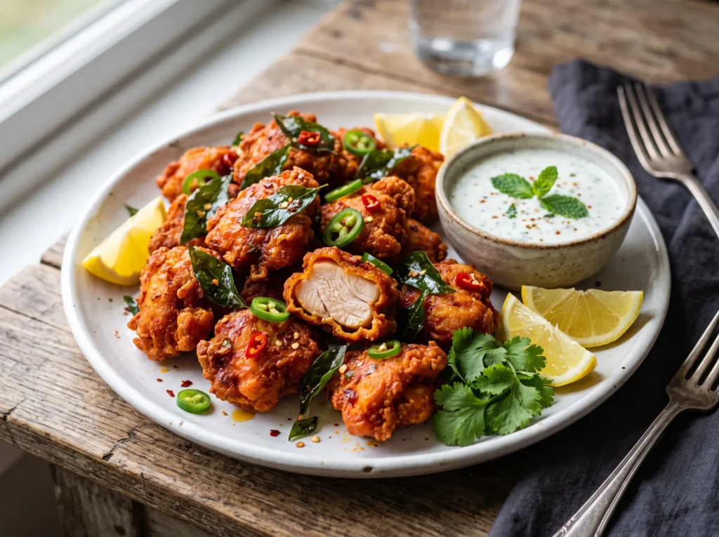 Chicken 65 Recipe 3 crispy-chicken-65-with-mint-yogurt-dip