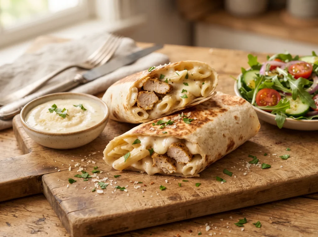 How to Make Chicken Alfredo Wrap 3 chicken-alfredo-wrap-with-alfredo-sauce