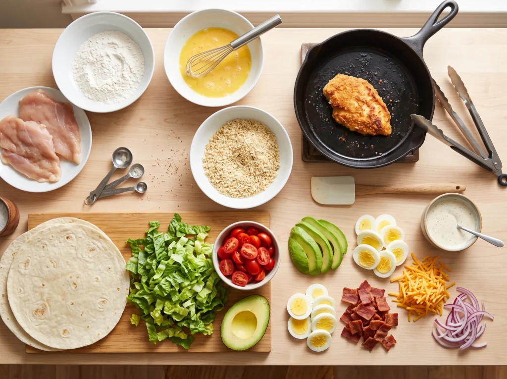 Crispy Chicken Cobb Wrap 2 how-to-make-crispy-chicken-cobb-wrap
